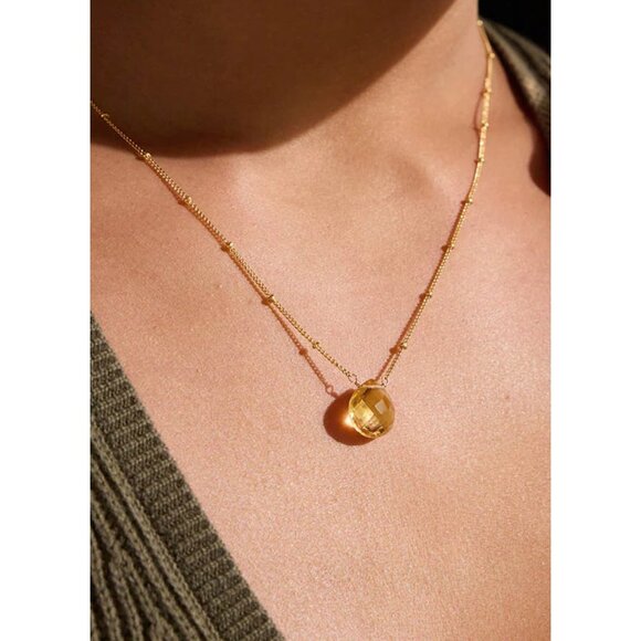 Unbranded Jewelry - Citrine Pendant Necklace Gorgeous Everyday Necklace Waterproof Non-Tarnish Gold